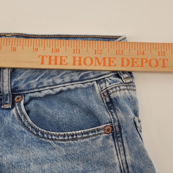 American Eagle Skater Jean 00 Short Blue High Rise Wide Leg Denim Jeans Y2K - Picture 5 of 8